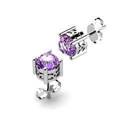 Amethyst 0.80ctw Earring 14kt White Gold