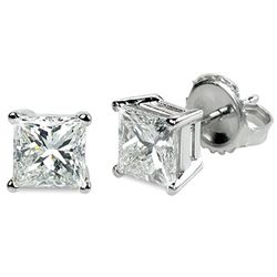 0.66 ctw Princess cut Diamond Stud Earrings G-H, VS