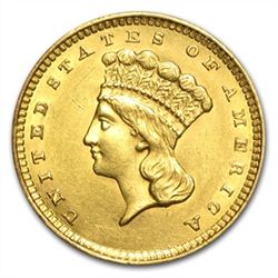 $1 Indian Head Gold - Type 3 - Almost Uncirculated