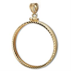 14K Gold Screw-Top Diamond-Cut Coin Bezel - 16 mm