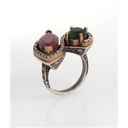 Natural Stone Statement Victorian Design Ring