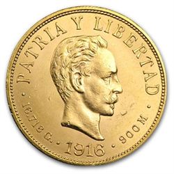 Cuba 1916 10 Pesos Gold EF/AU Jose Marti