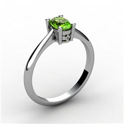 Peridot 0.50 ctw Ring 14kt White Gold