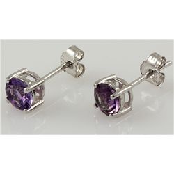 Amethyst Gemstone 0.96ctw Silver Stud Earring 0.57g