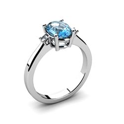 Aqua Marine 1.10 ctw Diamond Ring 14kt White Gold