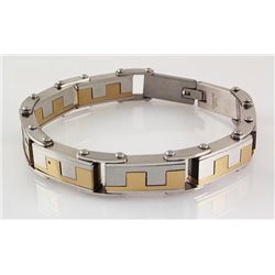 Men's Stainless Electroplated Bracelet 8 3/4" with Gold