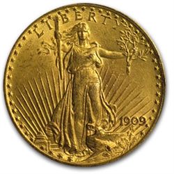 1909 $20 St. Gaudens Gold Double Eagle - MS-63 PCGS