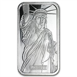 1 oz Johnson Matthey Silver Bar (Statue of Liberty/MTB)