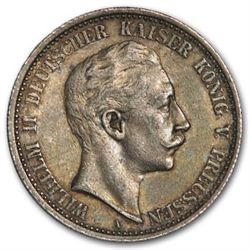 Prussia 1907-A 2 Mark Silver Extra Fine