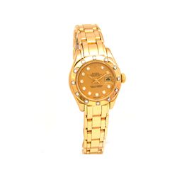 Lady Rolex 18k Yellow Gold Oyster Perpetual Pearlmaste