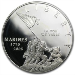 2005-P Marine Corps 230th Anniv. $1 Silver Commem PR-69