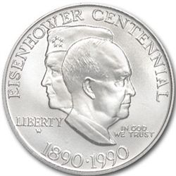 1990-W Eisenhower Centennial $1 Silver Commemorative -