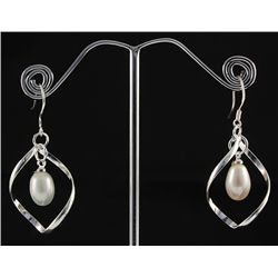 Natural 3.87g Pearl Spiral Dangling Silver Earring