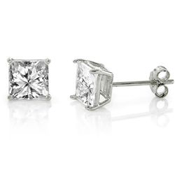 1.75 ctw Princess cut Diamond Stud Earrings G-H, SI2