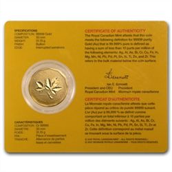 2008 1 oz Gold Canadian Maple Leaf .99999 Fine (W/Assay