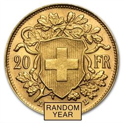 Gold Swiss 20 Franc AGW .1867
