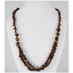 Natural 418.59ctw Handmade Tiger Eye Silver Necklace