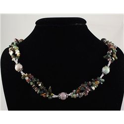 303.64CTW EARTHY AGATE CHIPS NECKLACE W/ METAL LOCK