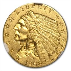 $2.50 Indian Gold Quarter Eagle - MS-61 NGC or PCGS