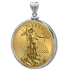 2014 1/10 oz Gold Eagle White Gold Pendant(DiamondScrew