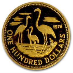 Bahamas 1973-77 100 Dollar Gold (Proof/Unc) AGW .161