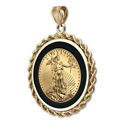 2014 1/4 oz Gold Eagle Pendant (Onyx Rope Bezel)