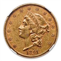 1861 $20 Gold Liberty Double Eagle - XF-45 NGC