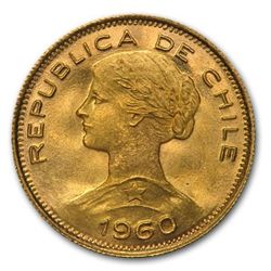 Chile 100 Pesos Gold Coins (AU) AGW .5886