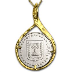 Israel Tree of Life Silver Medal with Gold Pendant