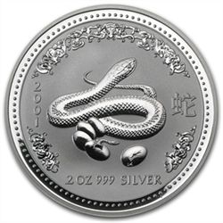 2001 2 oz Silver Lunar Year of the Snake (Series I)