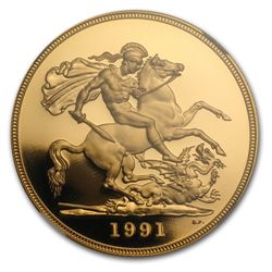 Great Britain 1991 5 Pounds Gold PF-69 UCAM NGC