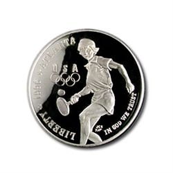 1996-P Olympic Tennis $1 Silver Commemorative - PR-69 D