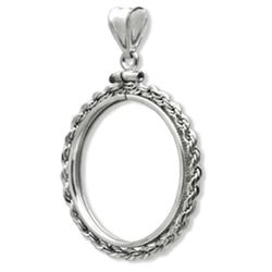 14K White Gold Screw-Top Rope Polished Coin Bezel - 32.