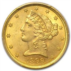$5 Liberty Gold Half Eagle - MS-63 PCGS