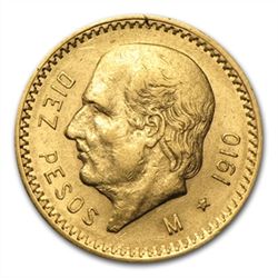 Mexico 1910 10 Pesos Gold Coin (AU/BU)