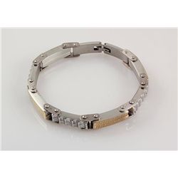 Men's Stainless Electroplated Bracelet 8 3/4" with Gold