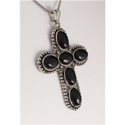Black Onyx Cross Pendant Black