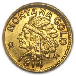 1914 Indian Round Quarter Montana Gold MS-67 NGC