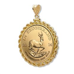 2014 1/4 oz Gold Krugerrand Pendant (Rope-ScrewTop Beze
