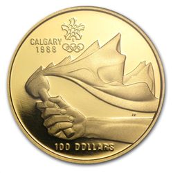 Canada 1987 $100 1/4 oz Gold Proof XV Olympic Games PF-