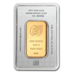 1 oz Holy Land Mint Dove of Peace Gold Bar (In Assay) N