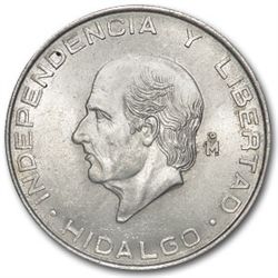 1955-1957 Mexican Silver 5 Pesos Hidalgo (XF/AU) ASW .4