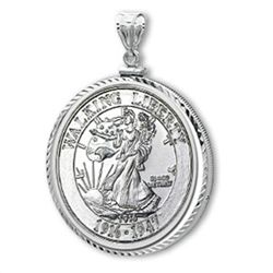 1 oz Silver Walking Liberty Rnd Pendant (Diamond-ScrewT