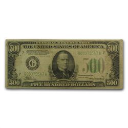 1934 $500 FRNs VG/Fine w/Issues