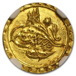 Turkey AH 1/4 Zeri Mahbub Gold Coin MS-64 NGC