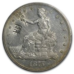 1875-CC Trade Dollar - Almost Uncirculated-58 Chop Mark