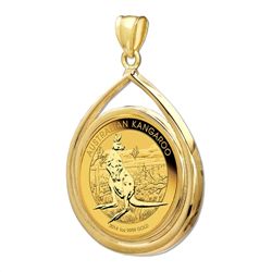 2014 1 oz Gold Kangaroo Teardrop Pendant (Prong Bezel)