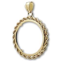 14K Gold Prong Rope Polished Coin Bezel - 22 mm