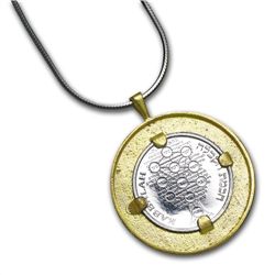 Israel Kabbalah Amulet Silver Medal with Gold Pendant
