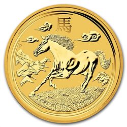 2014 1 Kilo 32.15 oz Gold Lunar Year of the Horse (SII)